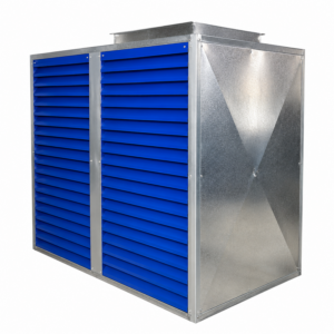 Ventilador axial con gabinete transmisión polea y banda